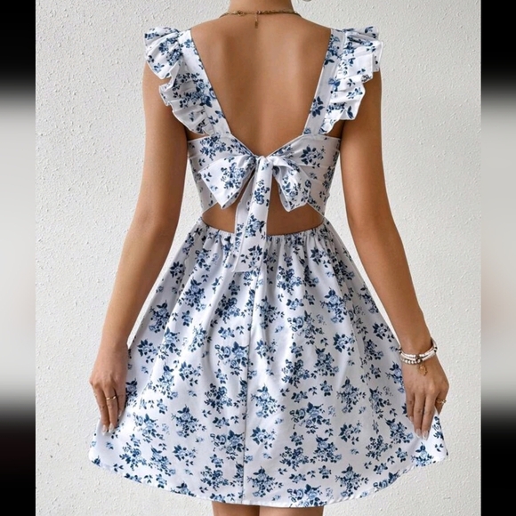 Women Boho Style Random Printed Cap Sleeve Dress For Vacation Vacation - Picture 1 of 4